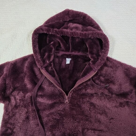 Aerie Faux Fur Plush Plum Purple Zip Teddy Hoodie - Picture 6 of 9